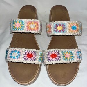 Colorful Crochet Strap Sandals Boho Festival Summer Vacation Vibes